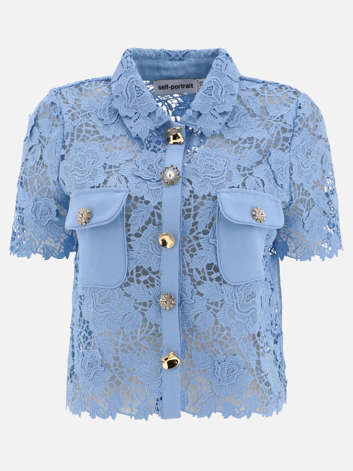 Self-portrait Lace collar top 13042419_10 Light blue 1