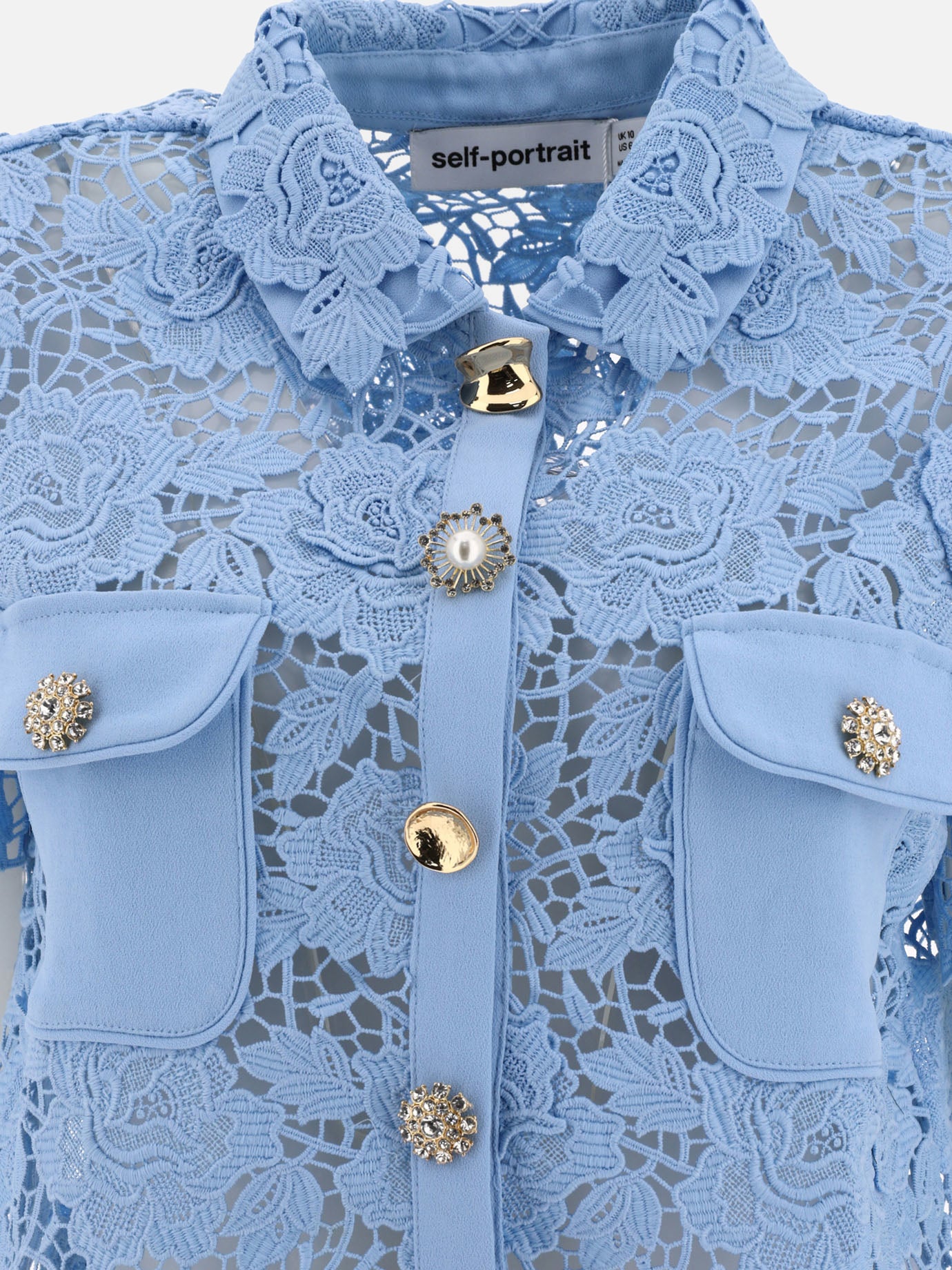 Self-portrait Lace collar top 13042419_10 Light blue 3