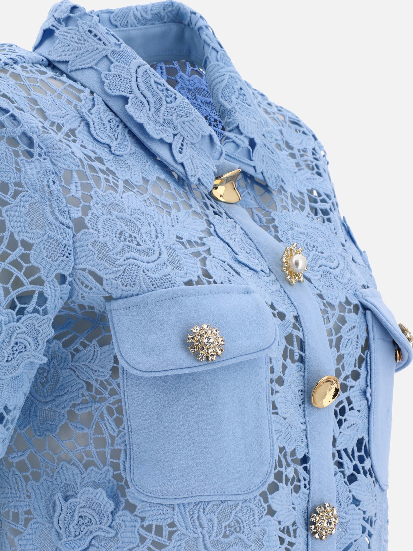 Self-portrait Lace collar top 13042419_10 Light blue 4