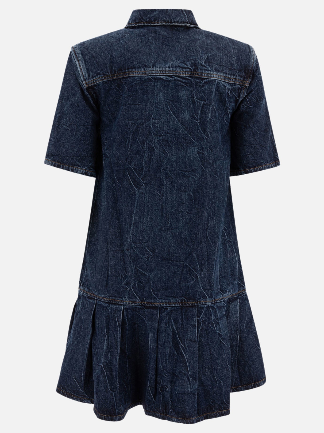 Ganni Crinkled future denim mini dress 18766731_36 Blue 2