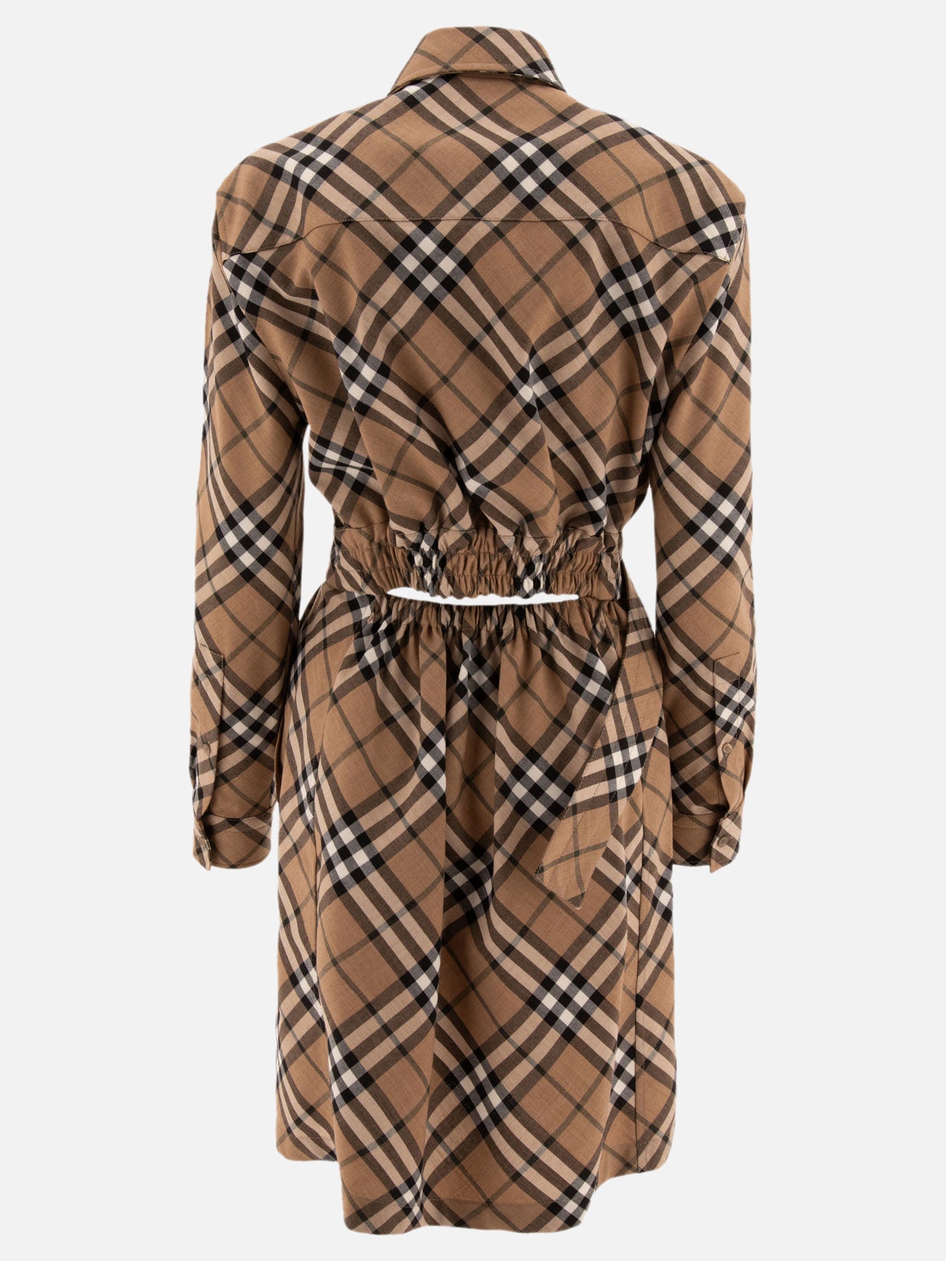 Burberry Check wool blend shirt dress 17589932_06 Beige 2