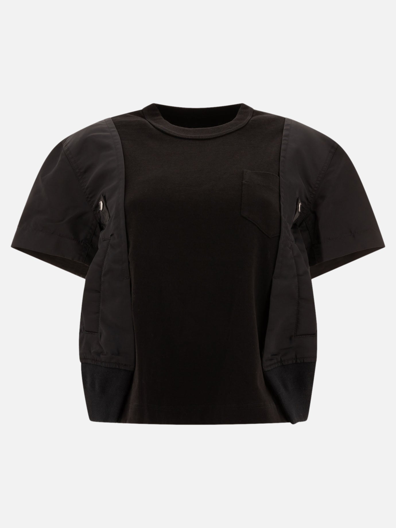 Sacai "Nylon Twill x Cotton Jersey" t-shirt 13369747_1 Black 1