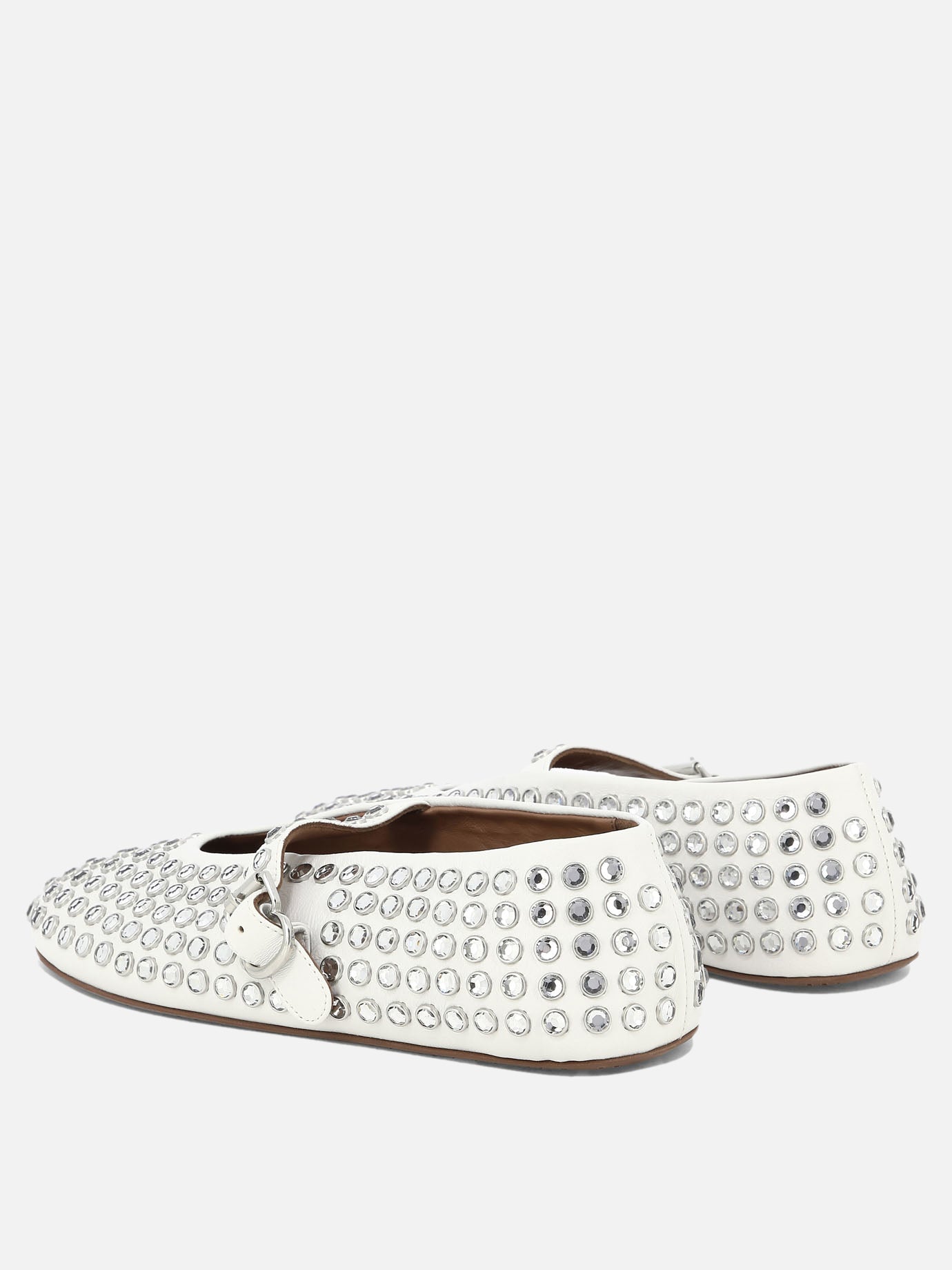 Mary Jane ballet flats 100% leather - 100% rubber  White - Alaïa Women | PDP | VIETTI Online Store | thumbnail_4