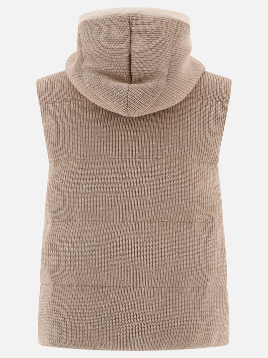 Vest jackets 96% cotton 4% polyester - Padding: down and feathers  Beige - Brunello Cucinelli Women | PLP | VIETTI Online Store | 2
