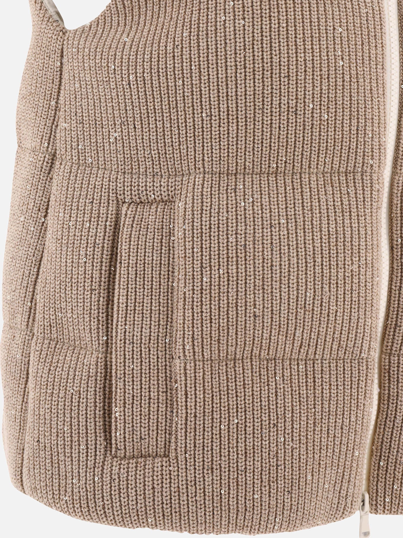 Vest jackets 96% cotton 4% polyester - Padding: down and feathers  Beige - Brunello Cucinelli Women | PDP | VIETTI Online Store | thumbnail_4