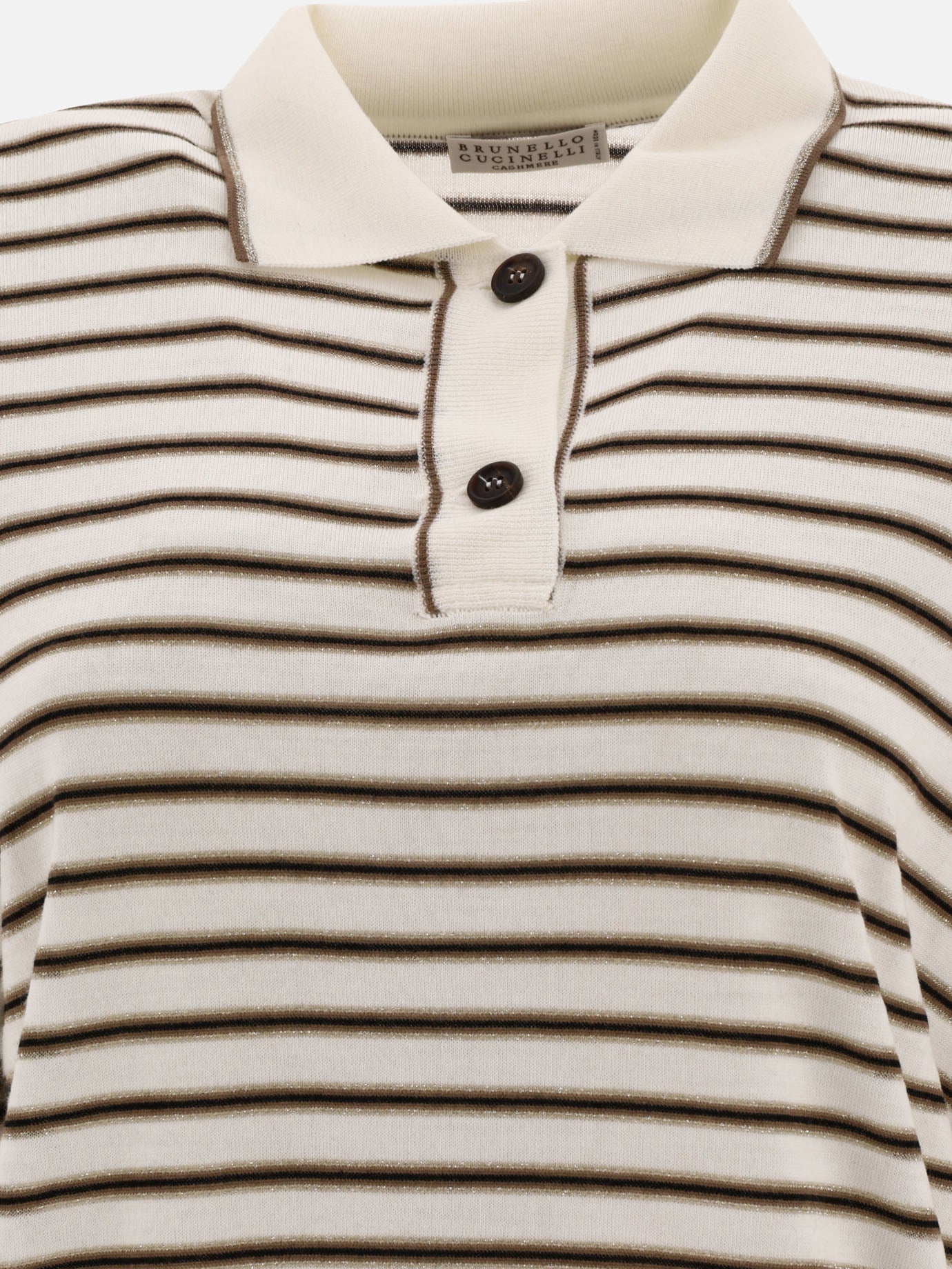Polo shirts with buttons 90% wool 10% cashmere  Brown - Brunello Cucinelli Women | PDP | VIETTI Online Store | thumbnail_3