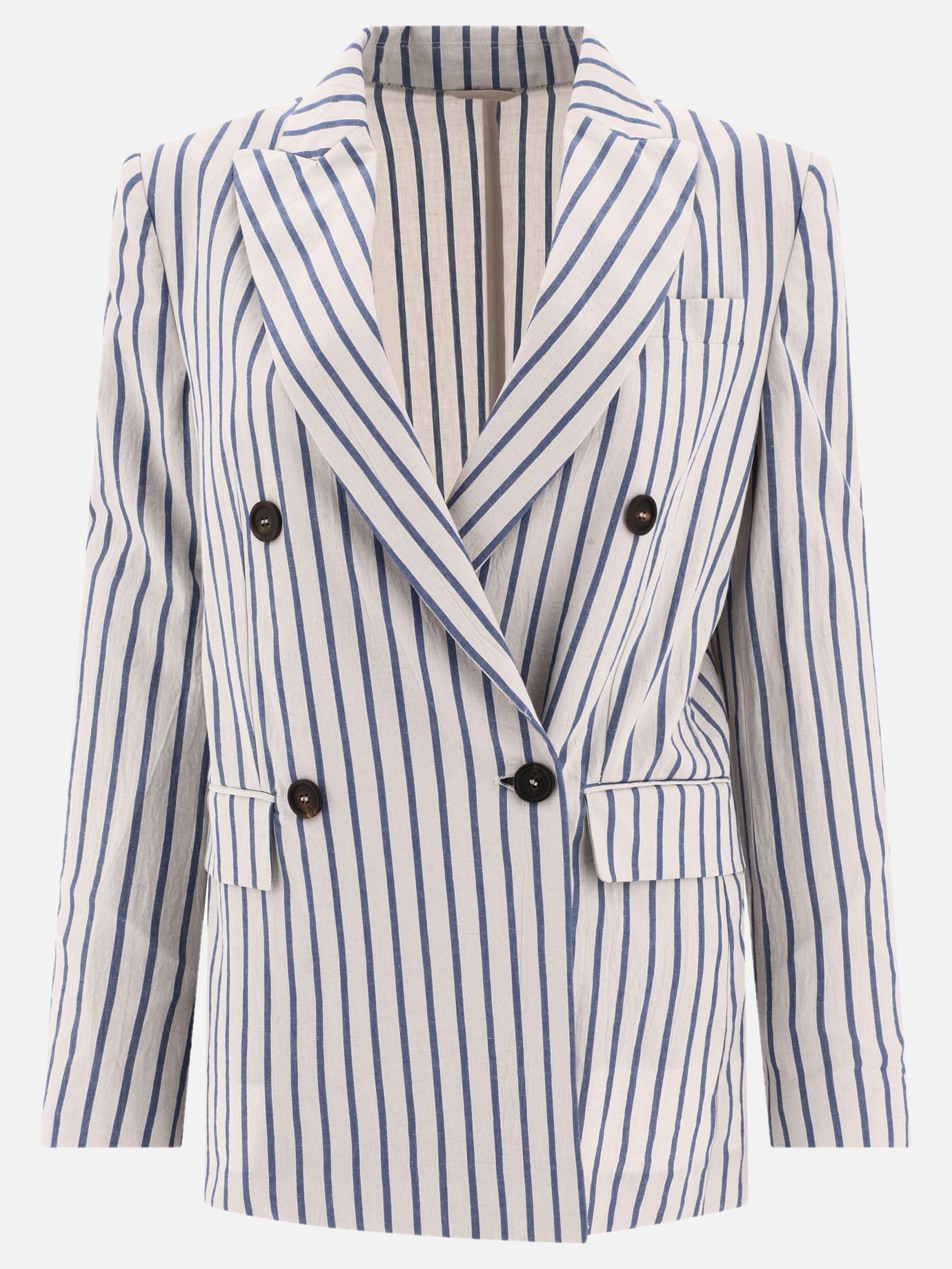 Blazers 95% cotton 3% linen 2% ramie  Light blue - Brunello Cucinelli Women | PDP | VIETTI Online Store | Zoom-Modal
