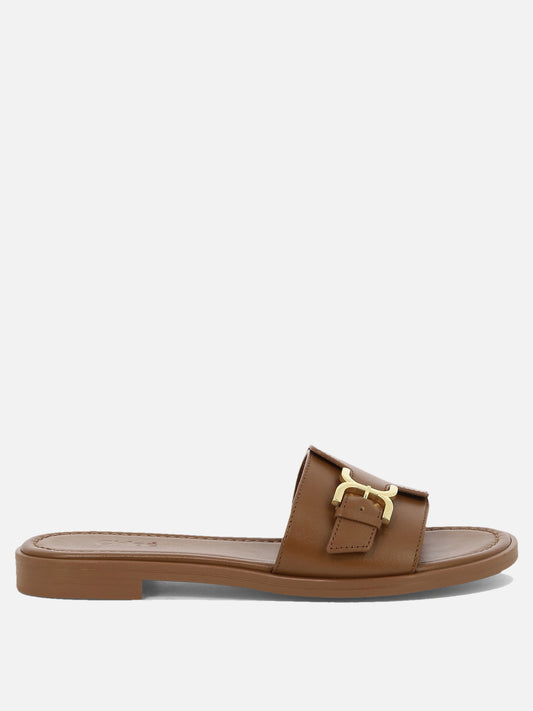 Flat sandals 100% leather - 100% tpu  Brown - Chloé Women | PLP | VIETTI Online Store 
