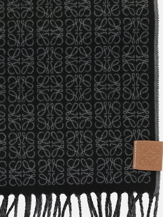 Fringed scarves 95% cashmere 5% leather  Black - Loewe Women | PLP | VIETTI Online Store | 2

