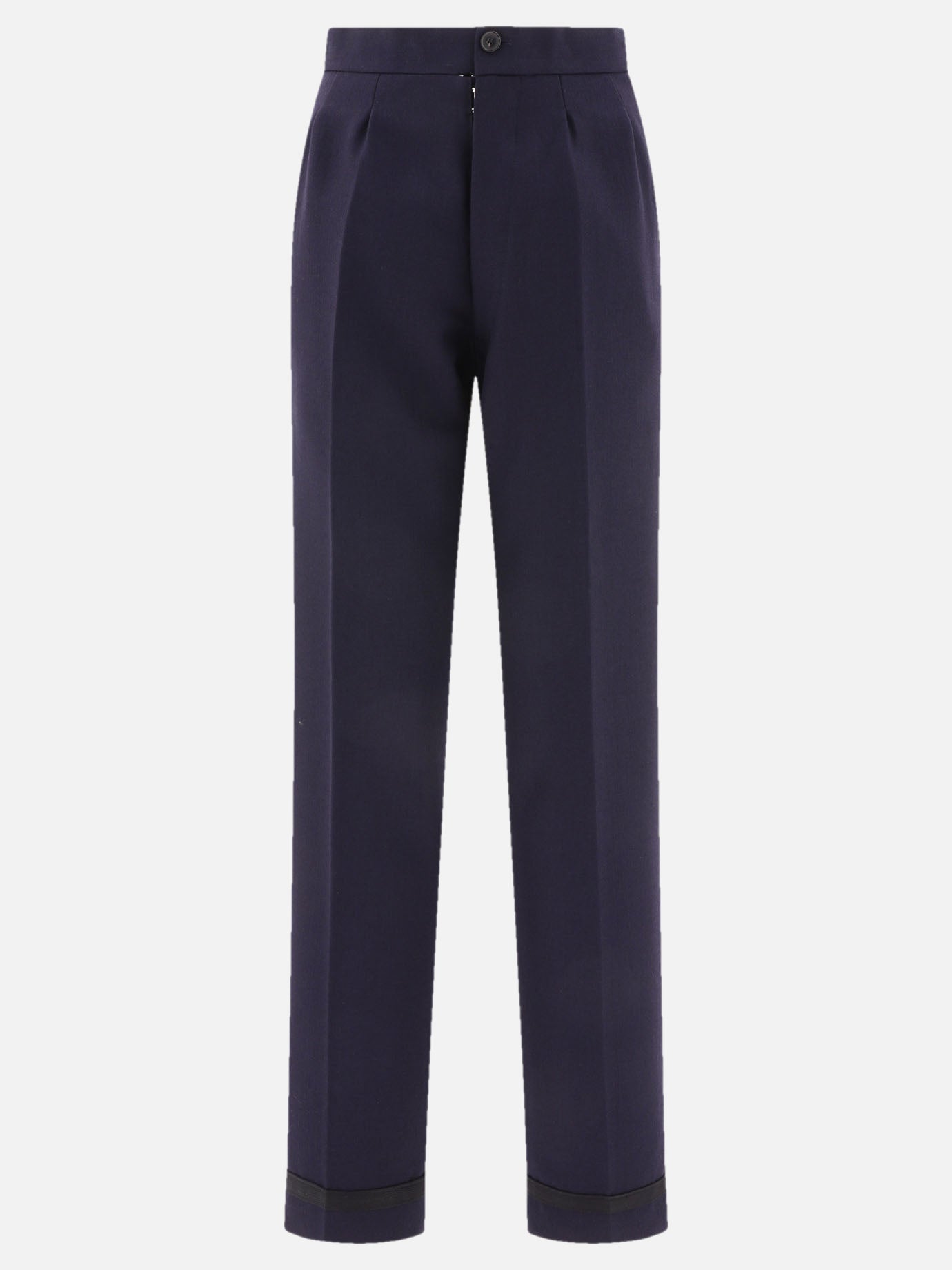 Herringbone wool pleated trousers