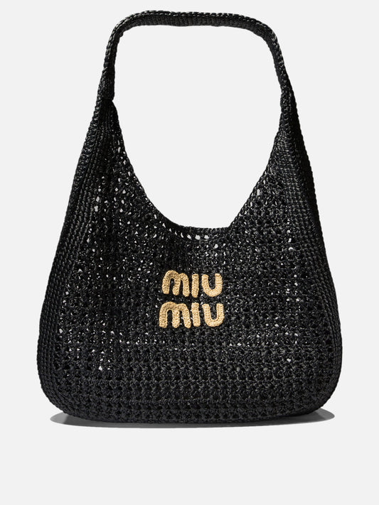 Crochet shoulder bag with logo