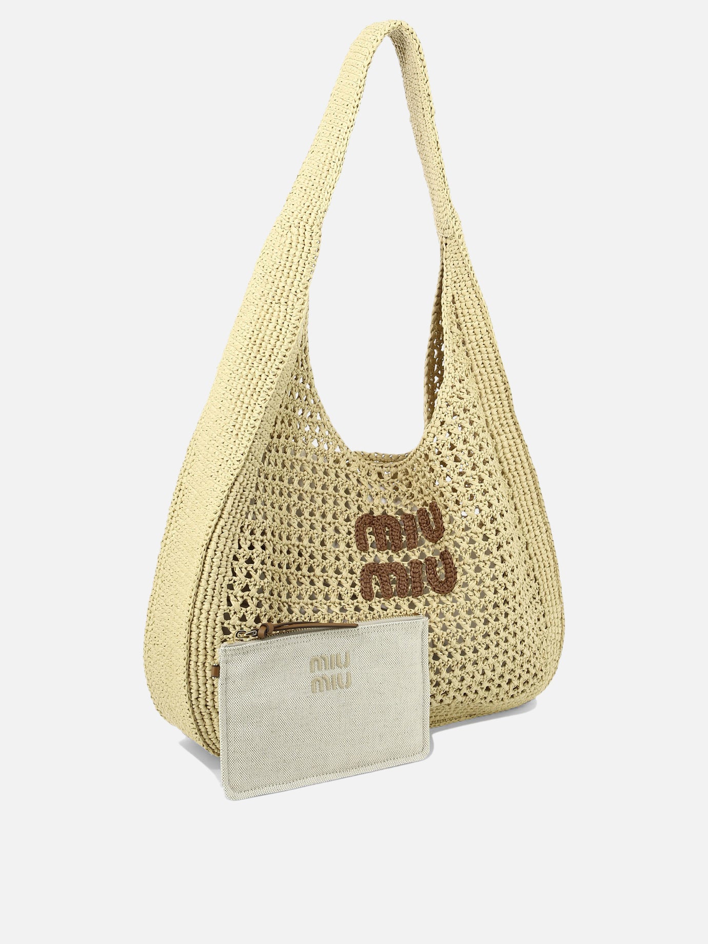 Crochet shoulder bag with logo