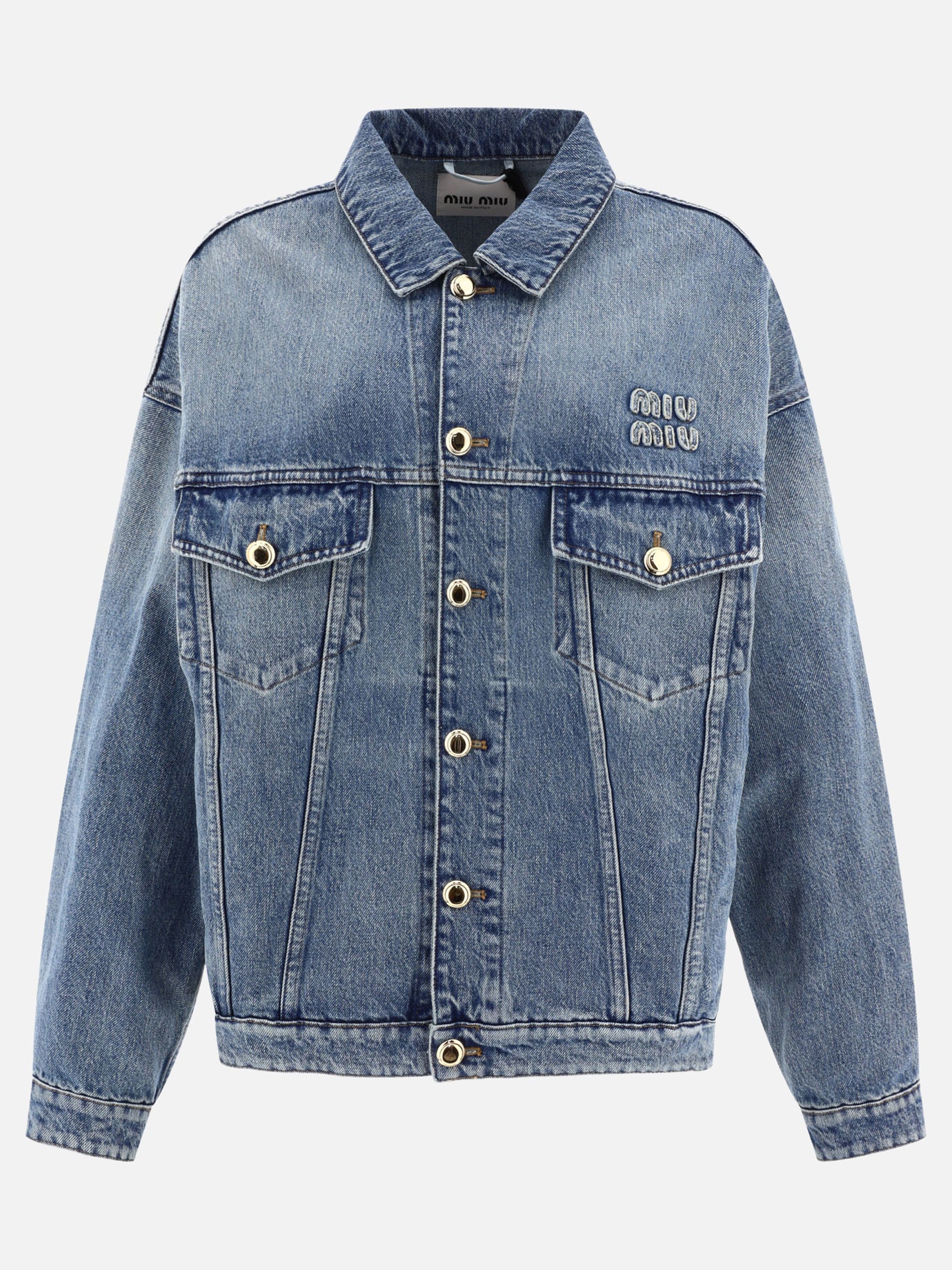 Denim jackets 100% cotton  Light blue - Miu Miu Women | PDP | VIETTI Online Store | Zoom-Modal
