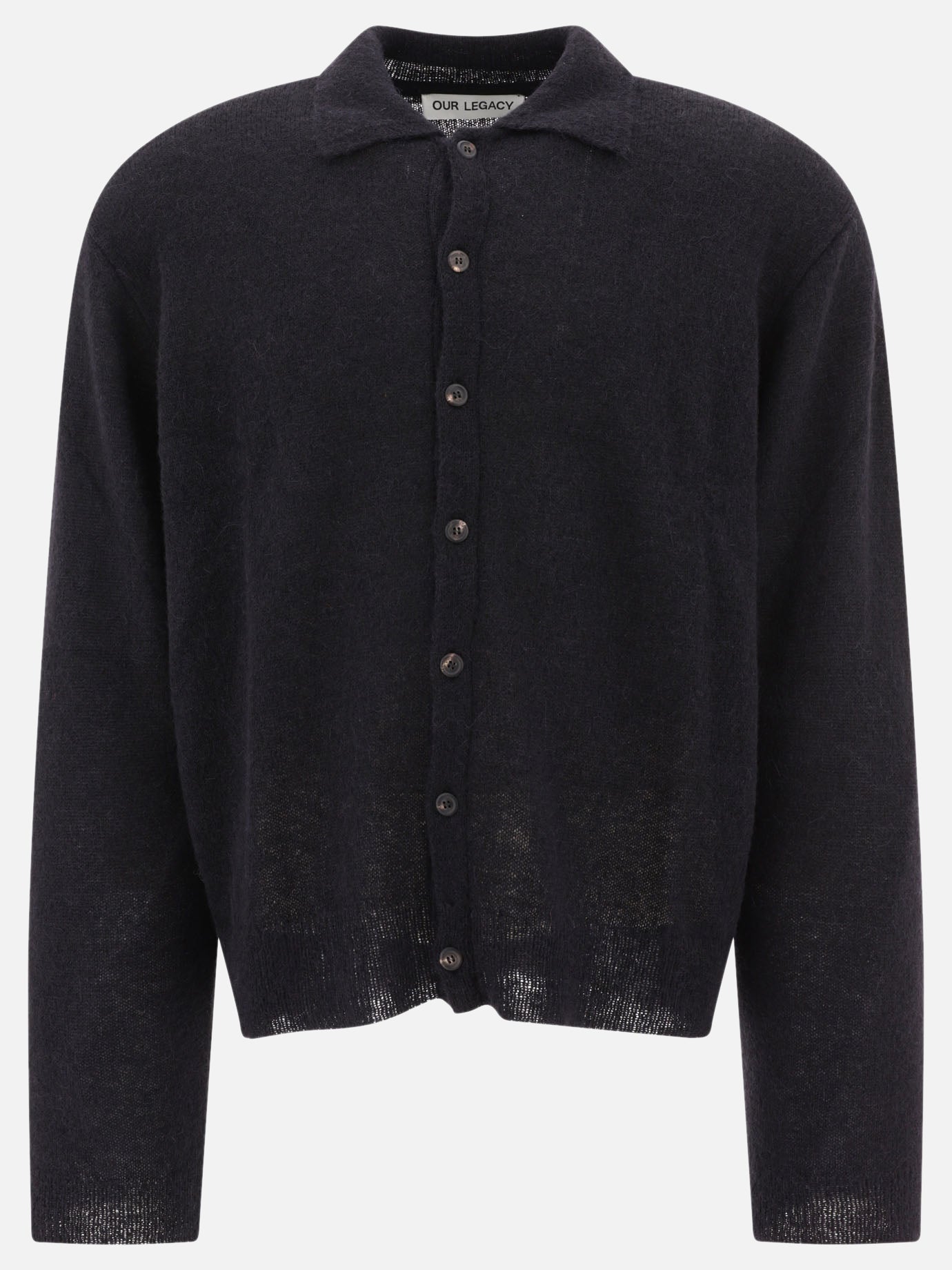 Polo shirts with buttons 55% alpaca 15% RWS wool 22% recycled polyamide 8% polyamide  Black - Our Legacy Men | PDP | VIETTI Online Store | thumbnail