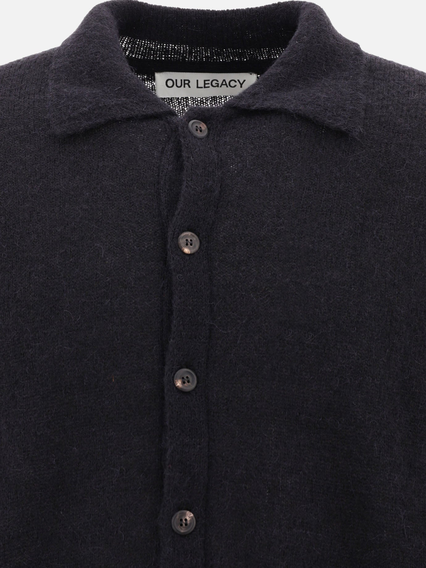 Polo shirts with buttons 55% alpaca 15% RWS wool 22% recycled polyamide 8% polyamide  Black - Our Legacy Men | PDP | VIETTI Online Store | thumbnail_3