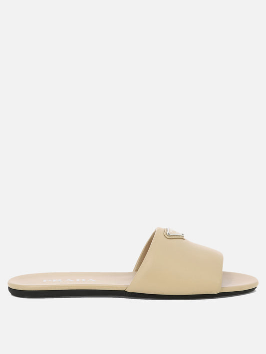 Flat sandals 100% leather - 100% rubber  Beige - Prada Women | PLP | VIETTI Online Store 

