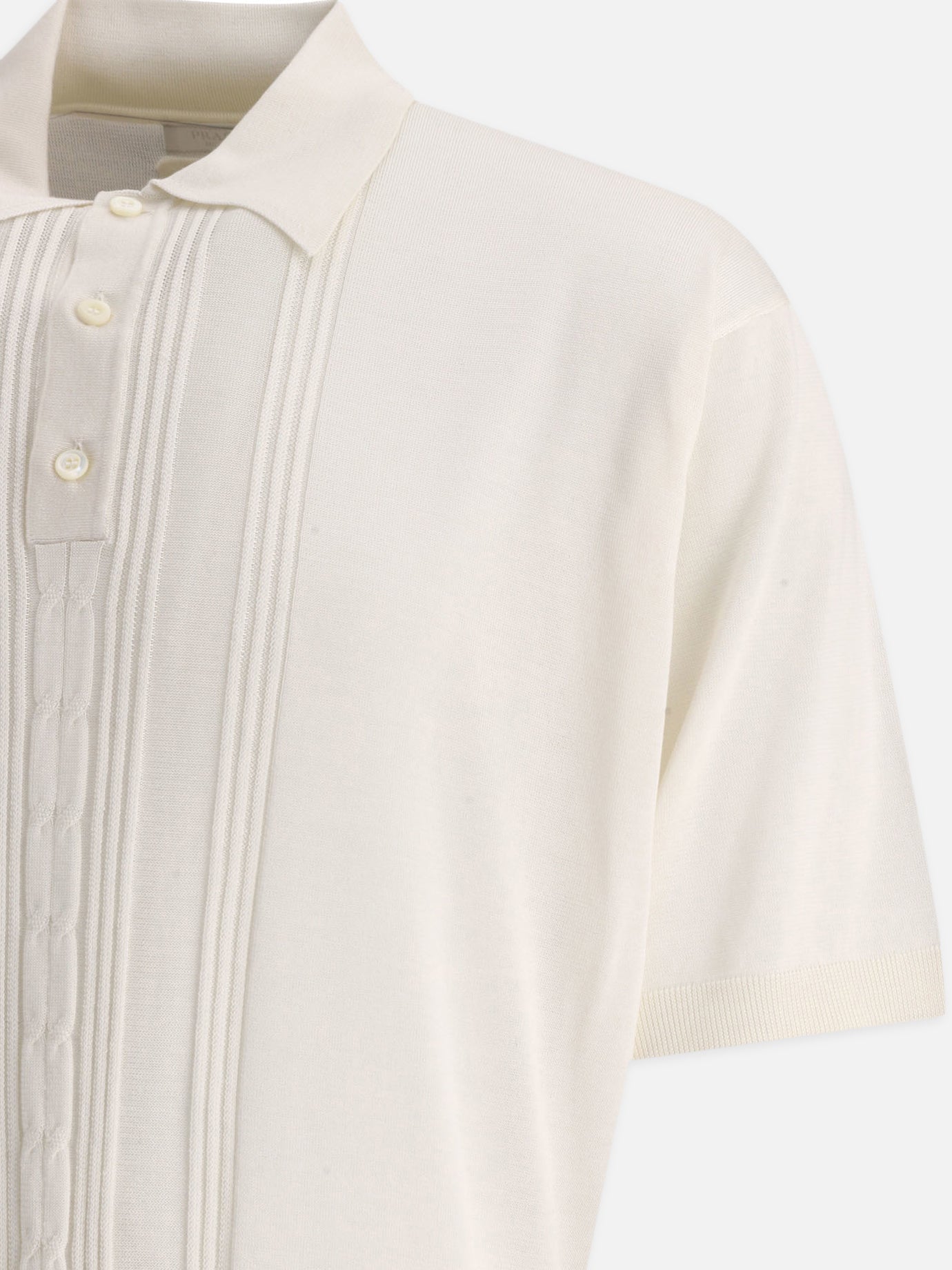 Polo shirts with buttons 100% recycled silk  White - Prada Men | PDP | VIETTI Online Store | Zoom-Modal_4
