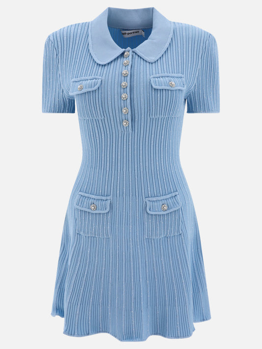 Mini dresses 58% viscose 41% polyamide 1% elastane  Light blue - Self-portrait Women | PLP | VIETTI Online Store 
