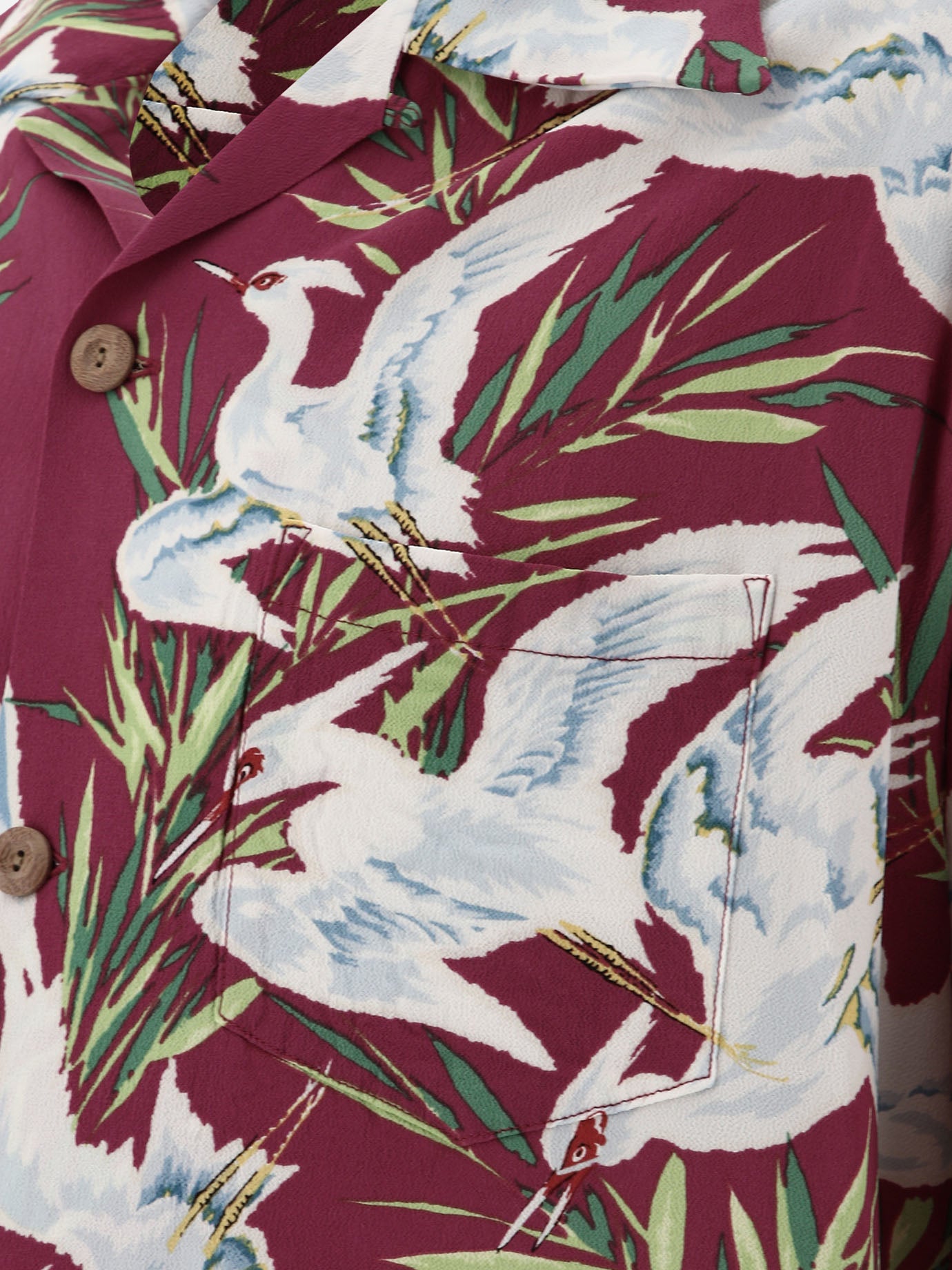 Sun Surf "White Egret" shirt Bordeaux