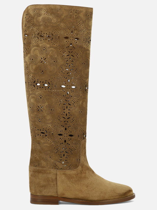 Via Roma 15 Suede boots with inlays Beige