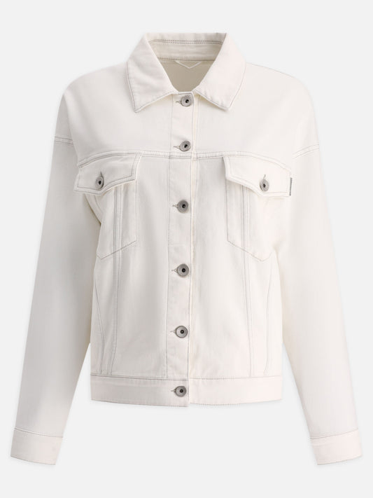 Denim jackets Solid colour  White - Brunello Cucinelli Women | PLP | VIETTI Online Store 
