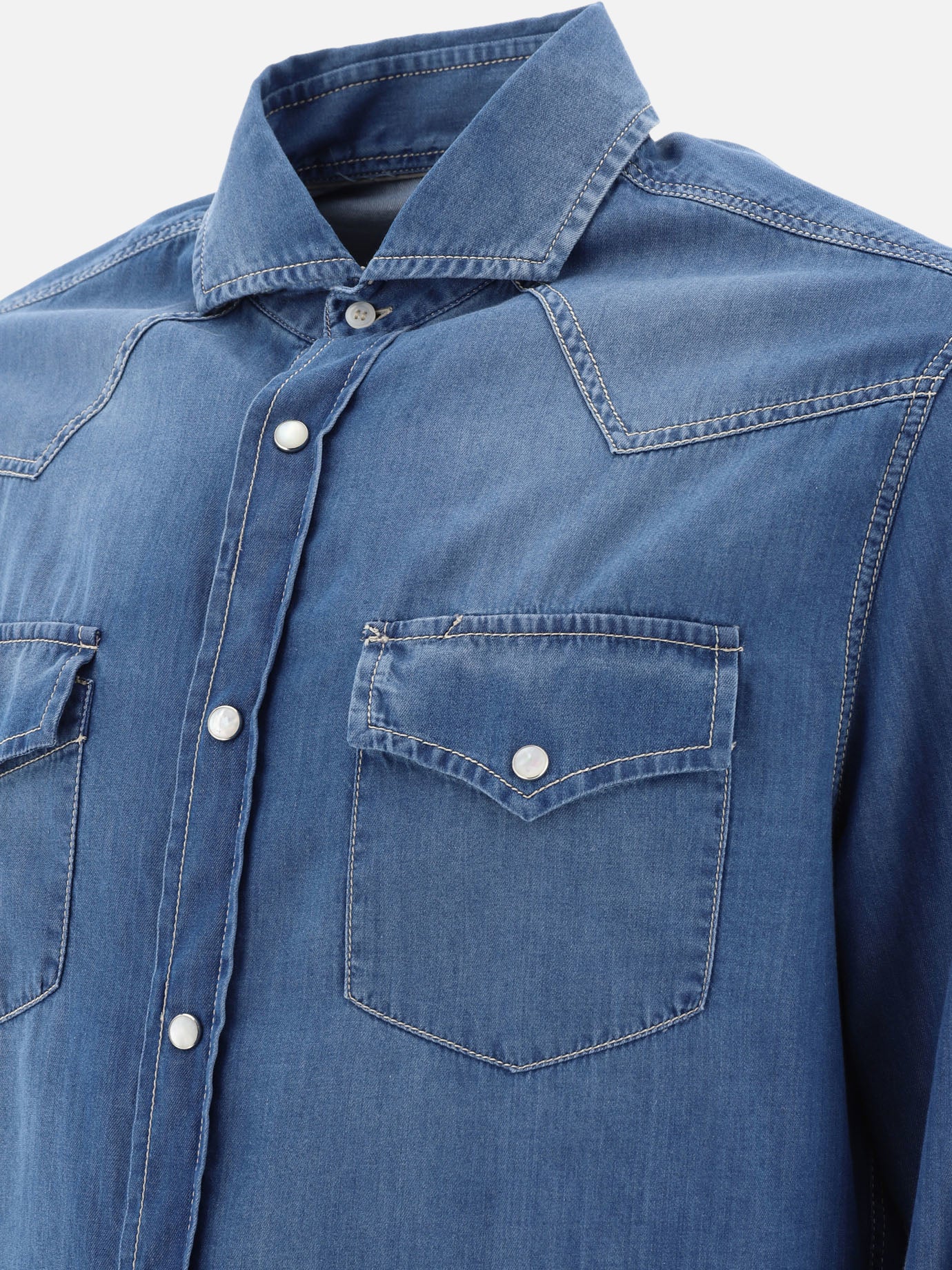 Lightweight denim easy fit western shirt