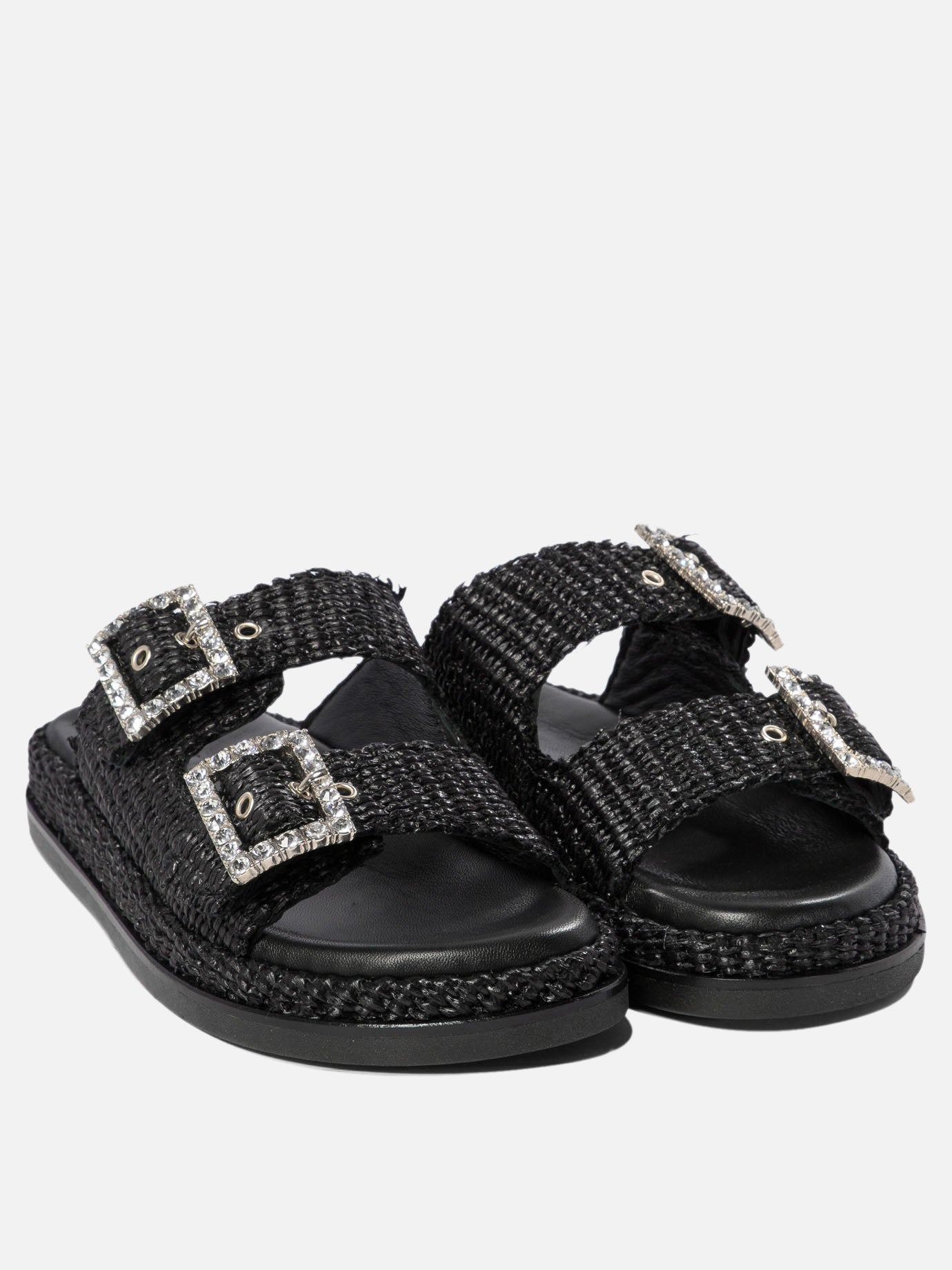 Flat sandals 100% rafia - 100% rubber  Black - Alibi Women | PDP | VIETTI Online Store | thumbnail_2