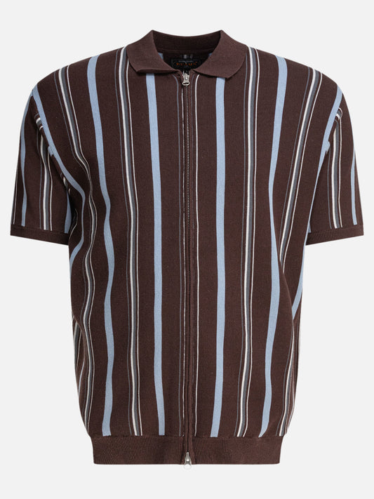Beams Plus Polo shirt with zipper 15280206_S Brown 1