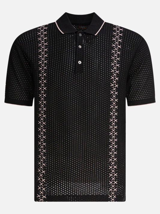 Beams Plus Perforated polo shirt 16180561_S Black 1