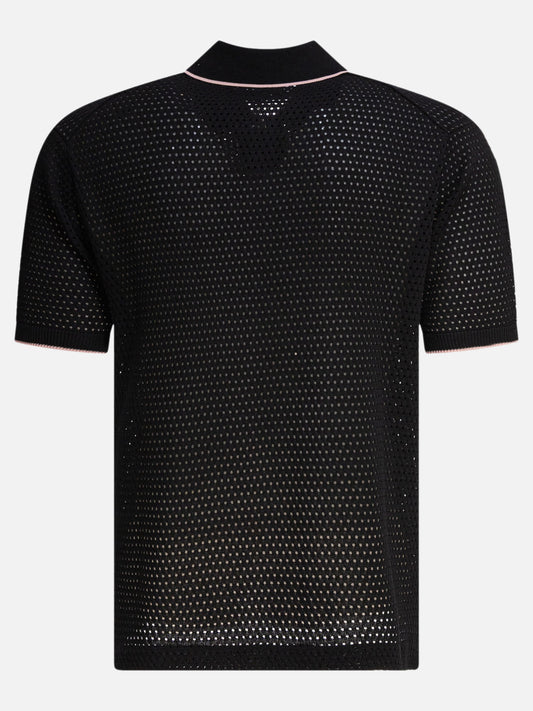 Beams Plus Perforated polo shirt 16180561_S Black 2