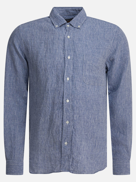 Beams Plus "Linen Solid" Shirt 14448201_S Blue 1