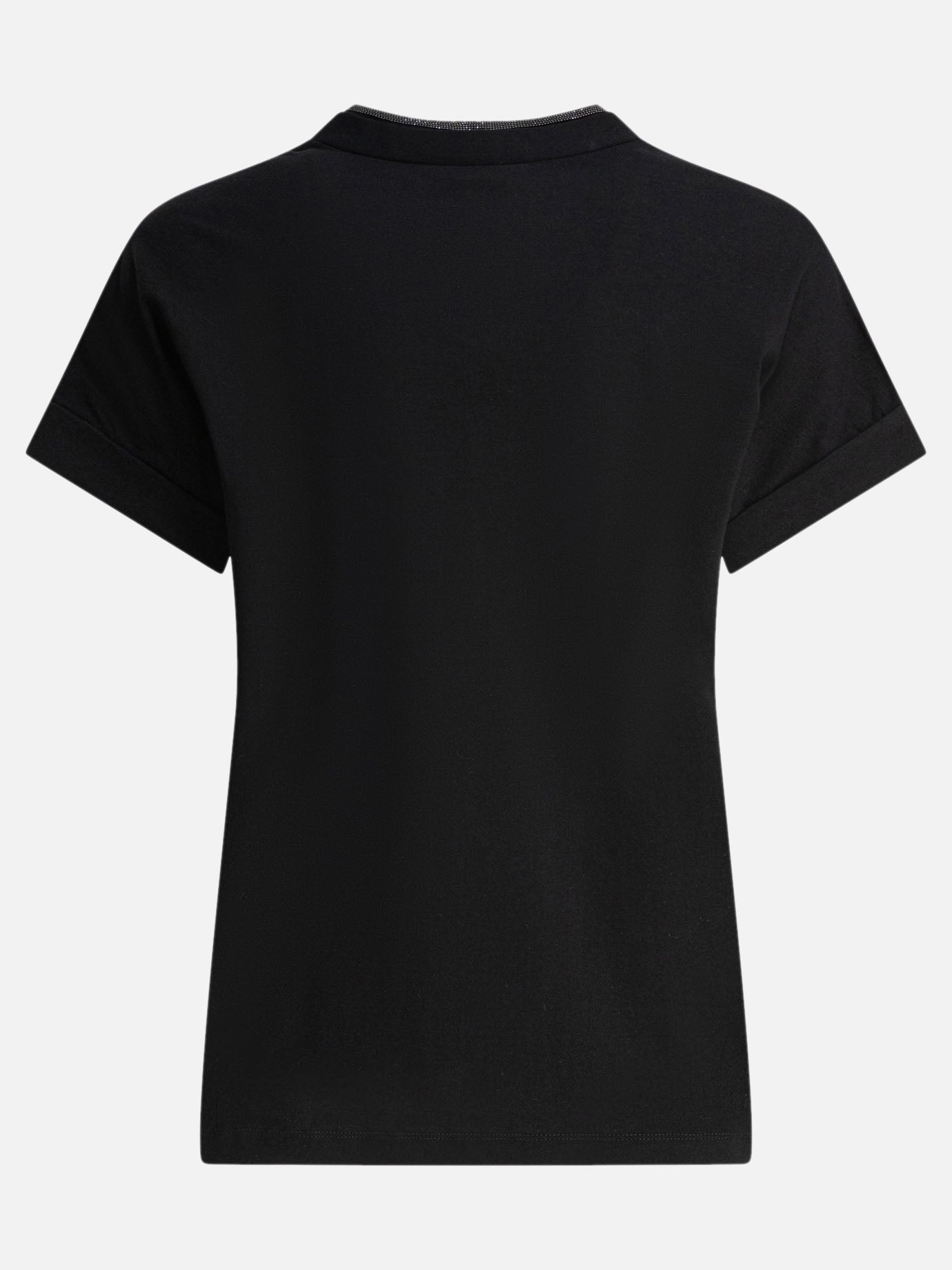 V neck t-shirts Solid colour  Black - Brunello Cucinelli Women | PDP | VIETTI Online Store | Zoom-Modal_2
