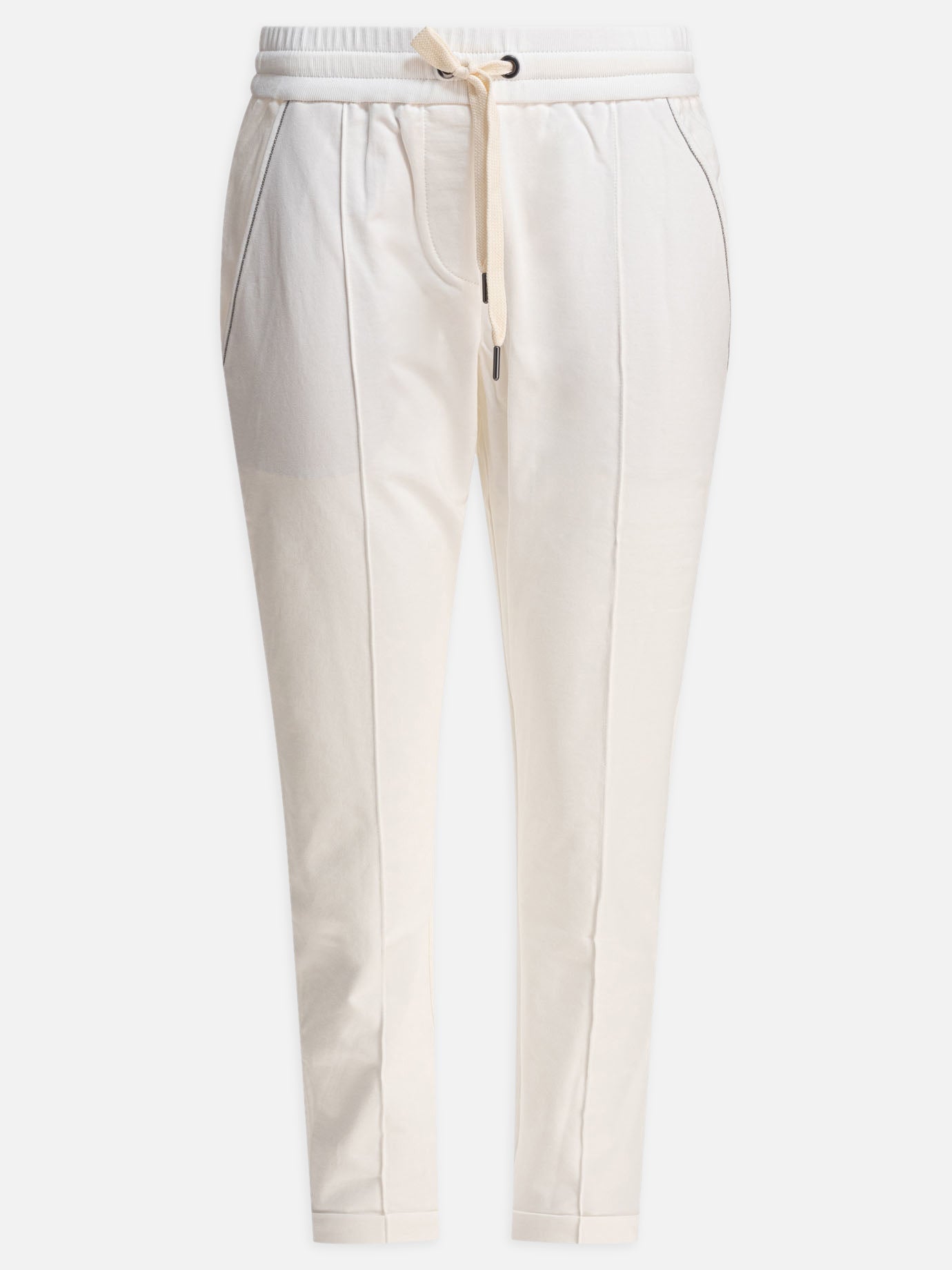 Sport trousers Solid colour  White - Brunello Cucinelli Women | PDP | VIETTI Online Store | thumbnail