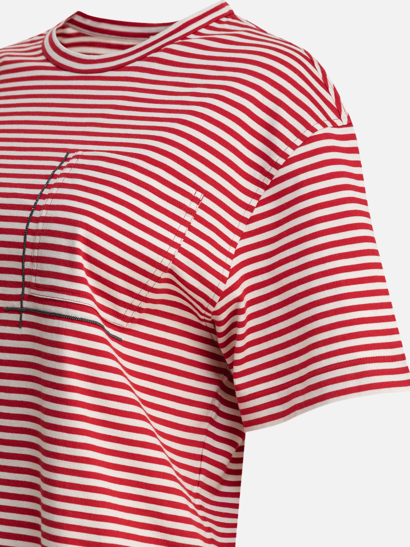 Crewneck t-shirts Striped  Red - Brunello Cucinelli Women | PDP | VIETTI Online Store | Zoom-Modal_4
