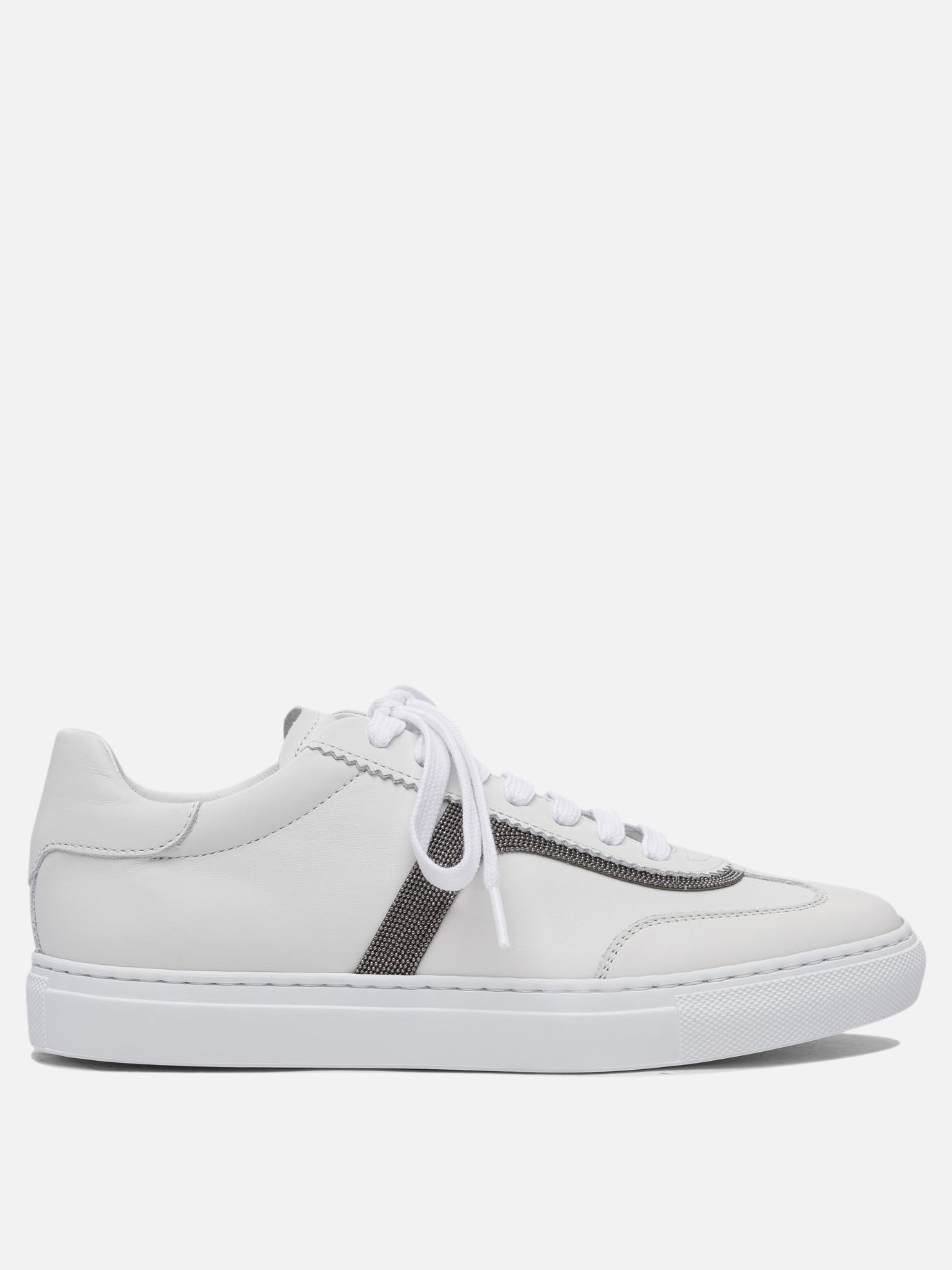 Low top sneakers 100% calf leather - 100% rubber  White - Brunello Cucinelli Women | PDP | VIETTI Online Store | thumbnail