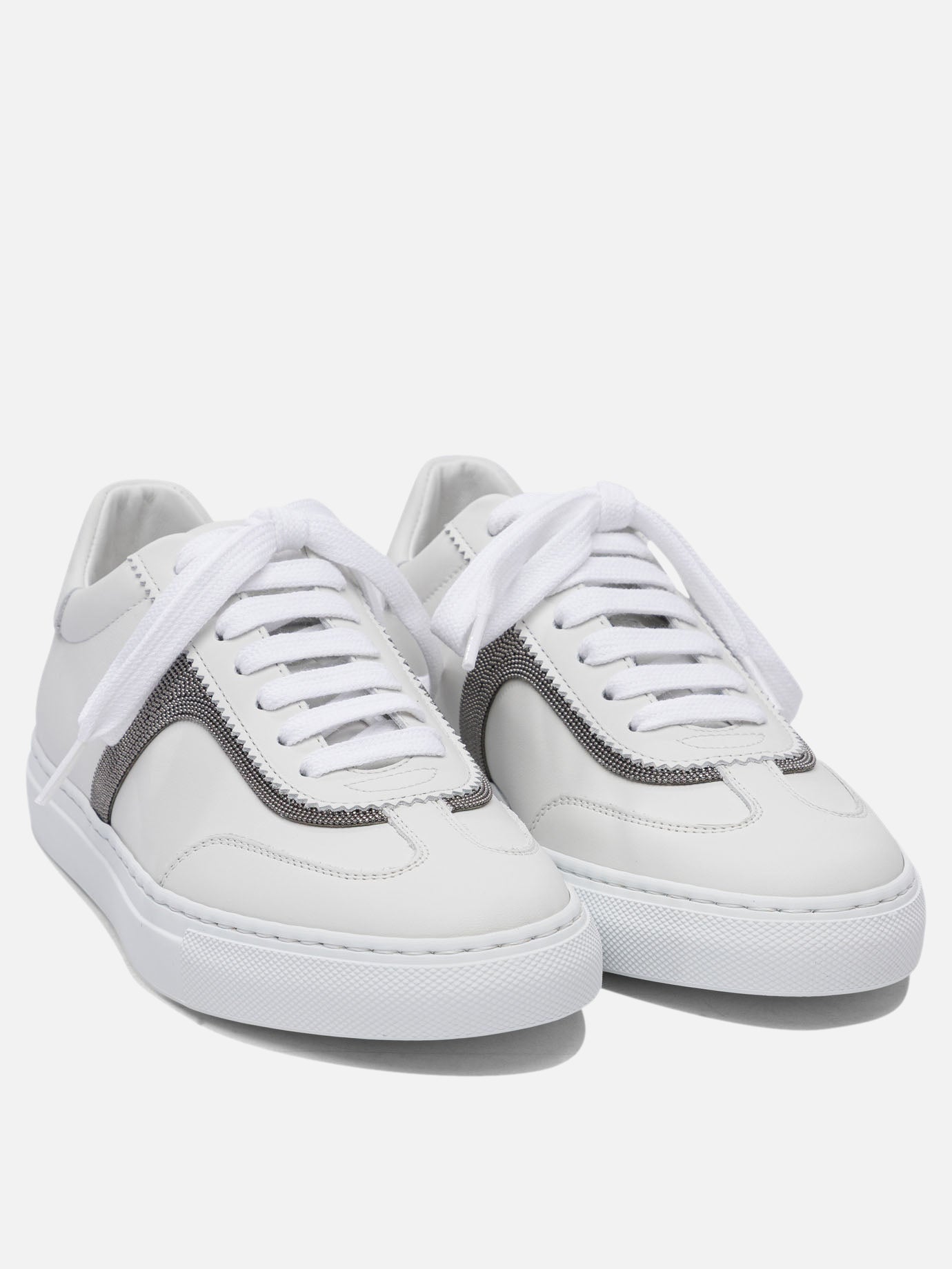 Low top sneakers 100% calf leather - 100% rubber  White - Brunello Cucinelli Women | PDP | VIETTI Online Store | thumbnail_2