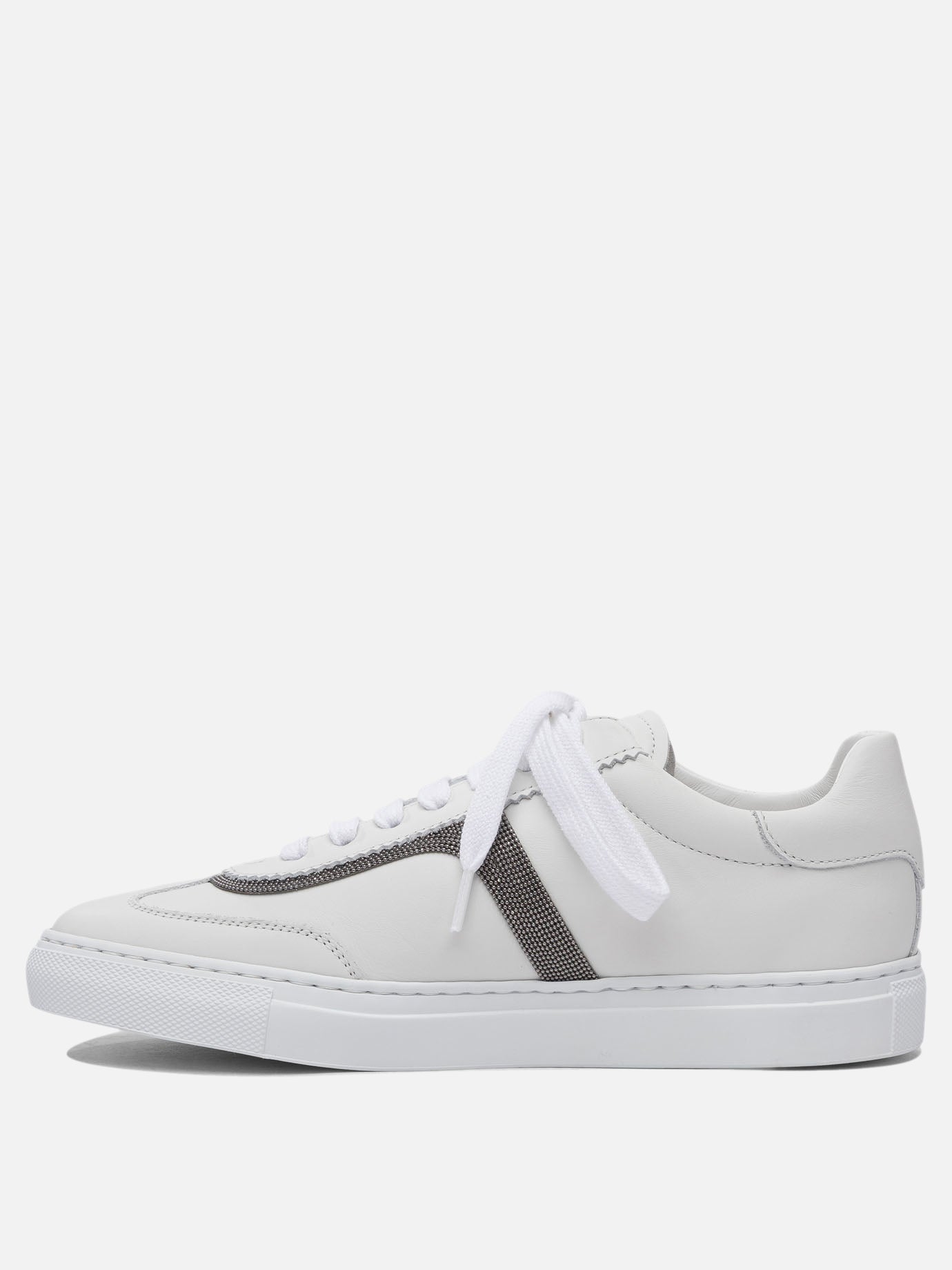 Low top sneakers 100% calf leather - 100% rubber  White - Brunello Cucinelli Women | PDP | VIETTI Online Store | thumbnail_3