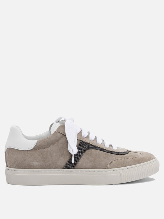 Low top sneakers 100% calf leather - 100% rubber  Grey - Brunello Cucinelli Women | PLP | VIETTI Online Store 
