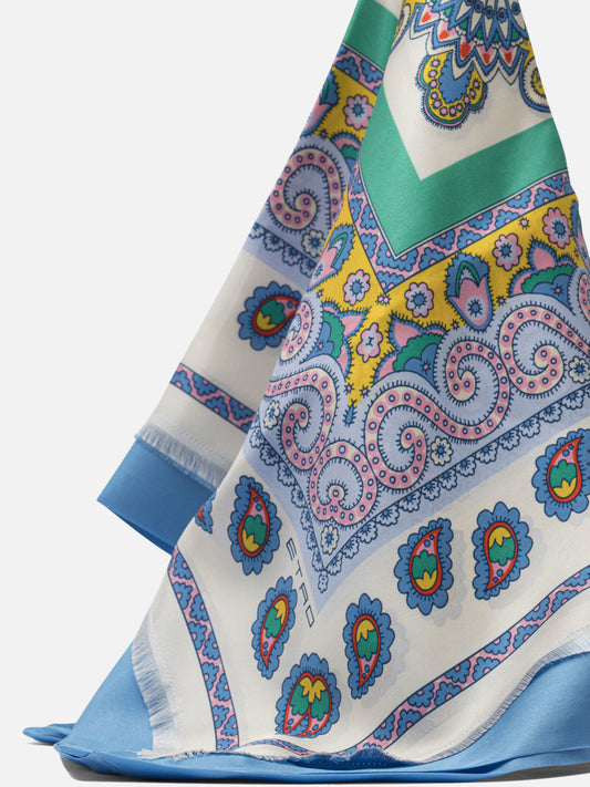 Etro Printed silk scarf 27169590_UNI Light blue 2