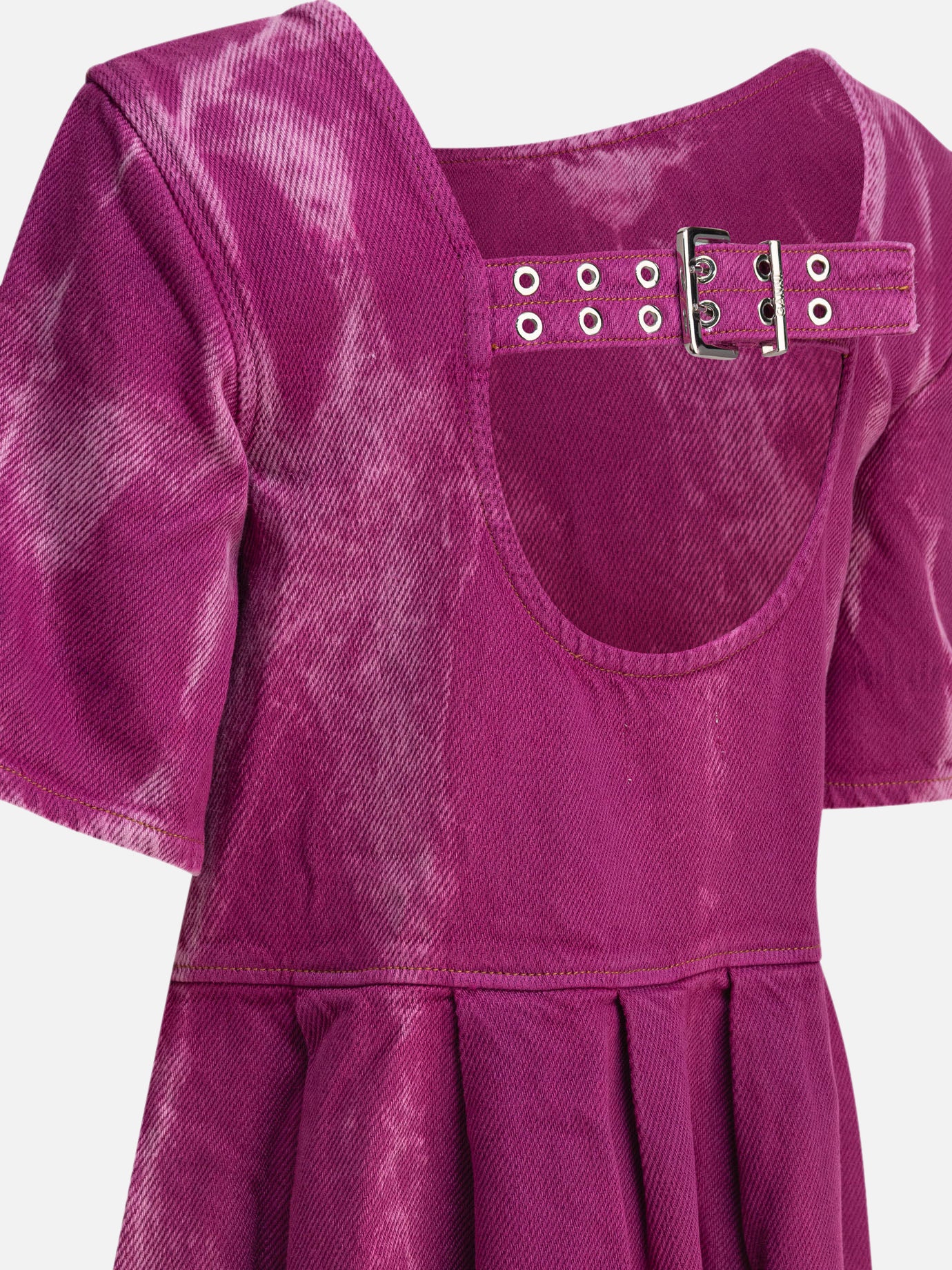 Ganni Denim midi dress with open back 11319781_36 Purple thumbnail_4