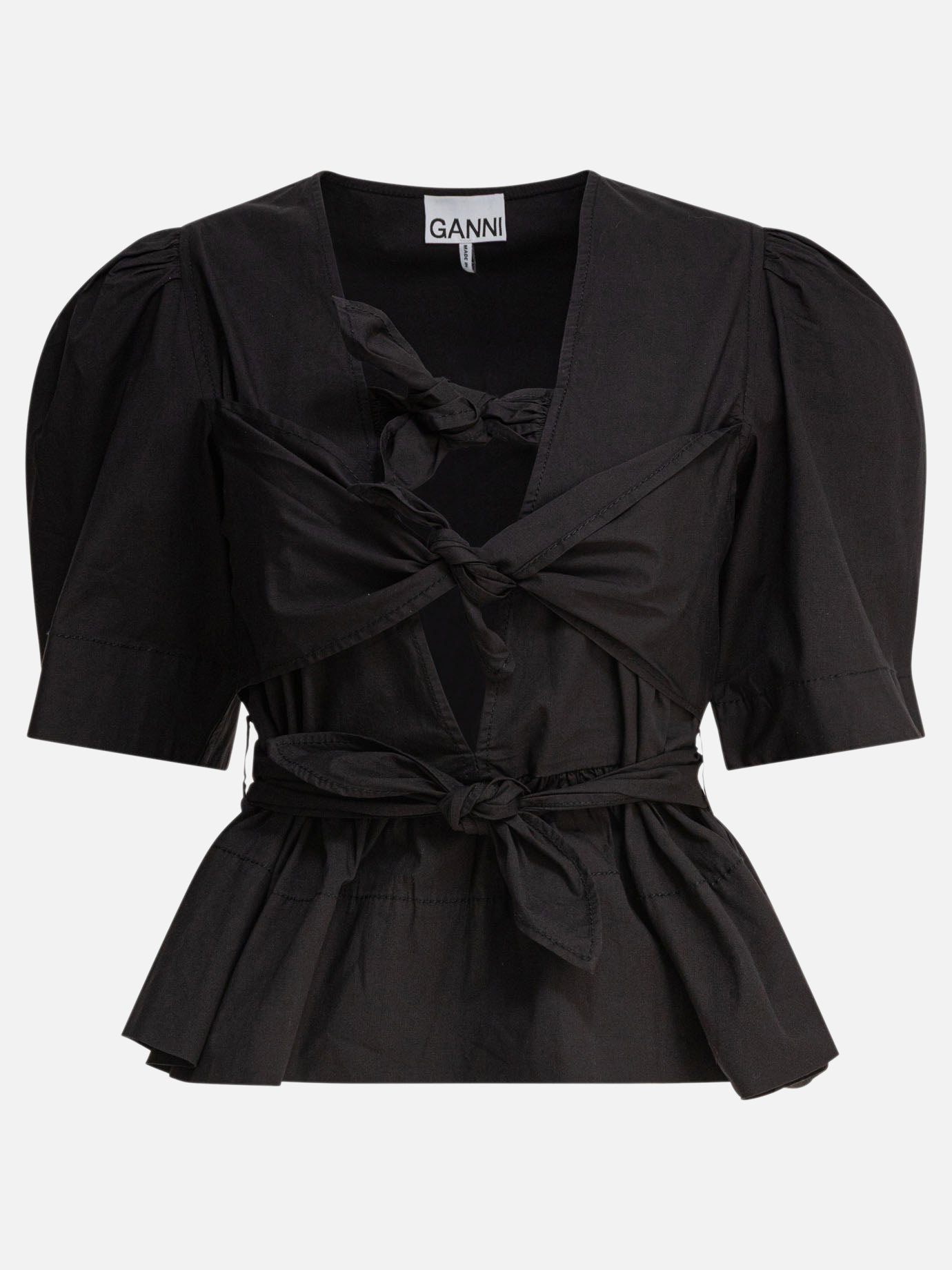 Blouses Solid colour  Black - Ganni Women | PDP | VIETTI Online Store | Zoom-Modal
