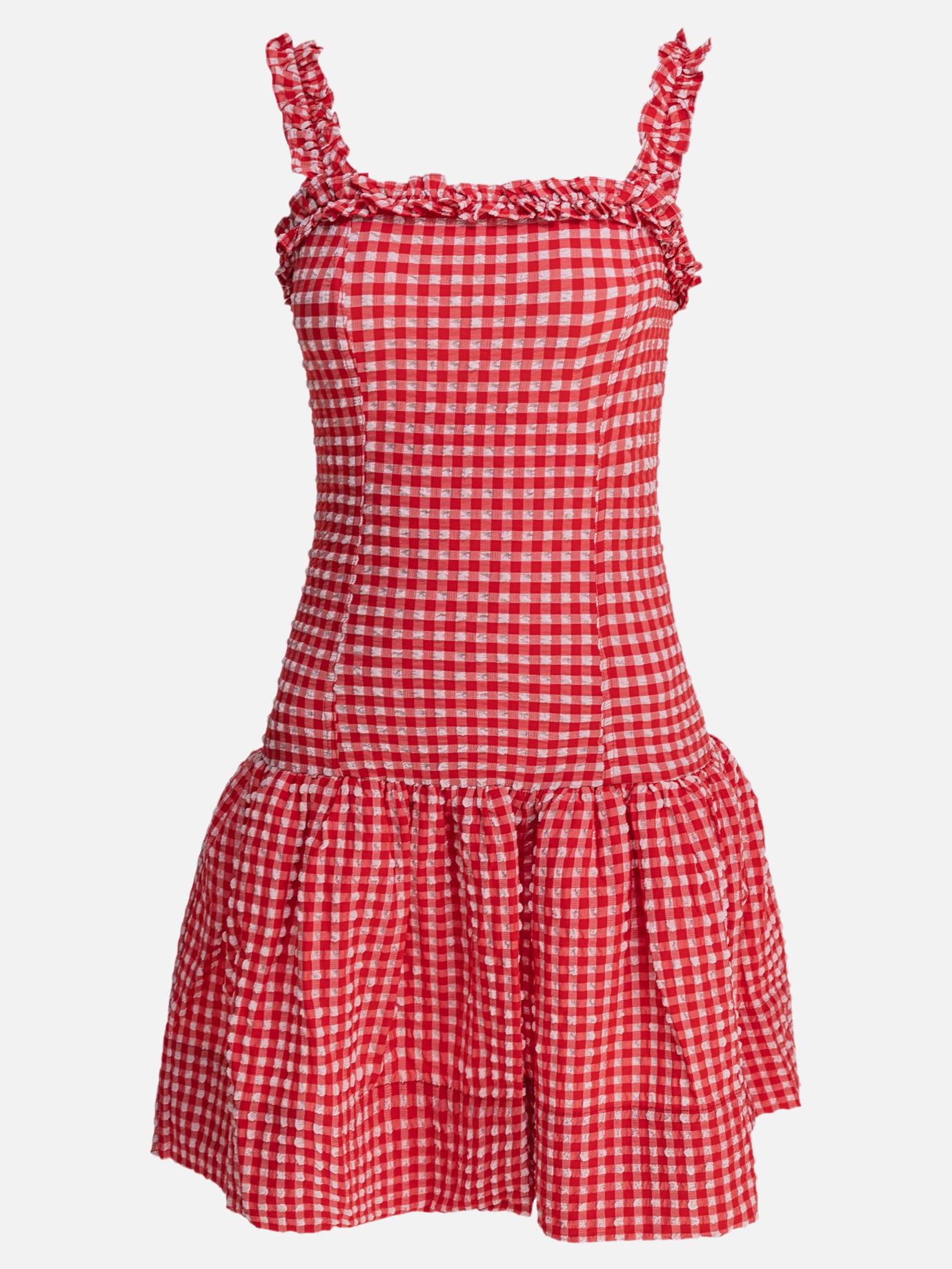 Ganni Mini dress with ruffles 11712496_34 Red thumbnail_1