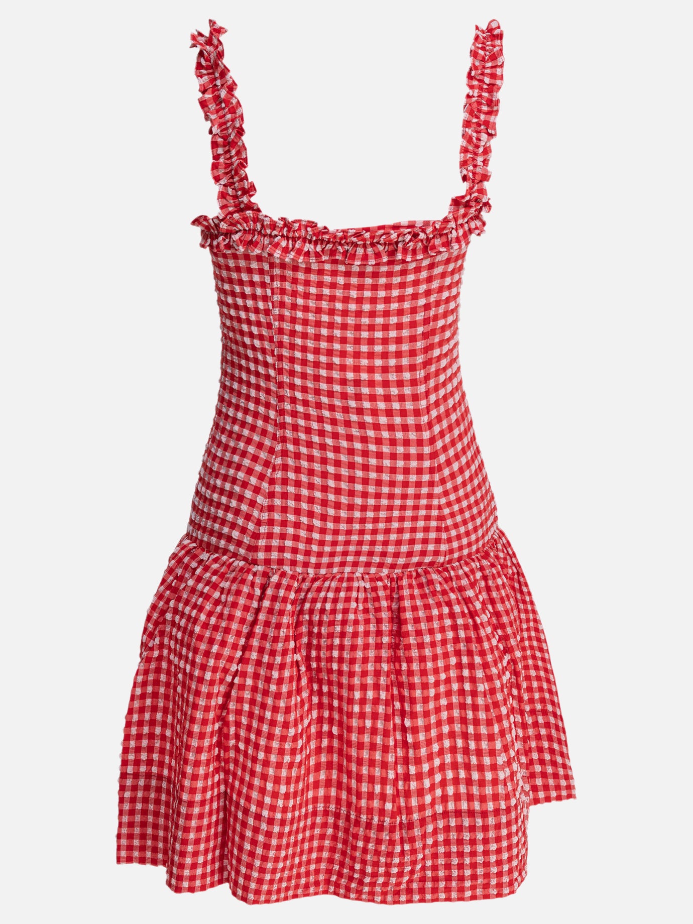 Ganni Mini dress with ruffles 11712496_34 Red thumbnail_2