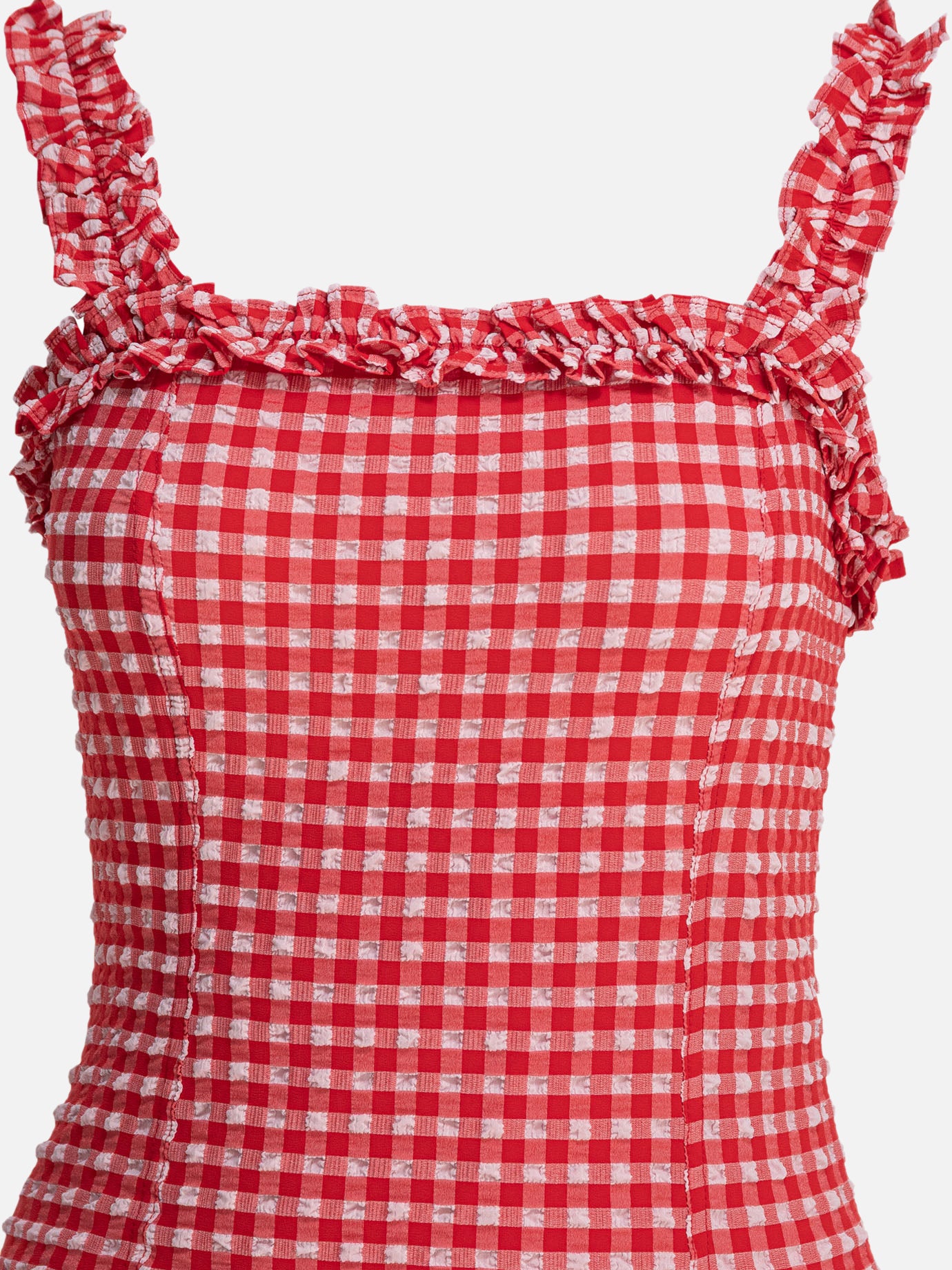Ganni Mini dress with ruffles 11712496_34 Red thumbnail_3