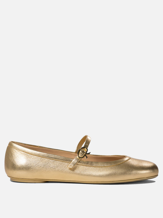 Mary Jane ballet flats 100% calf leather - 100% rubber  Gold - Gianvito Rossi Women | PLP | VIETTI Online Store 
