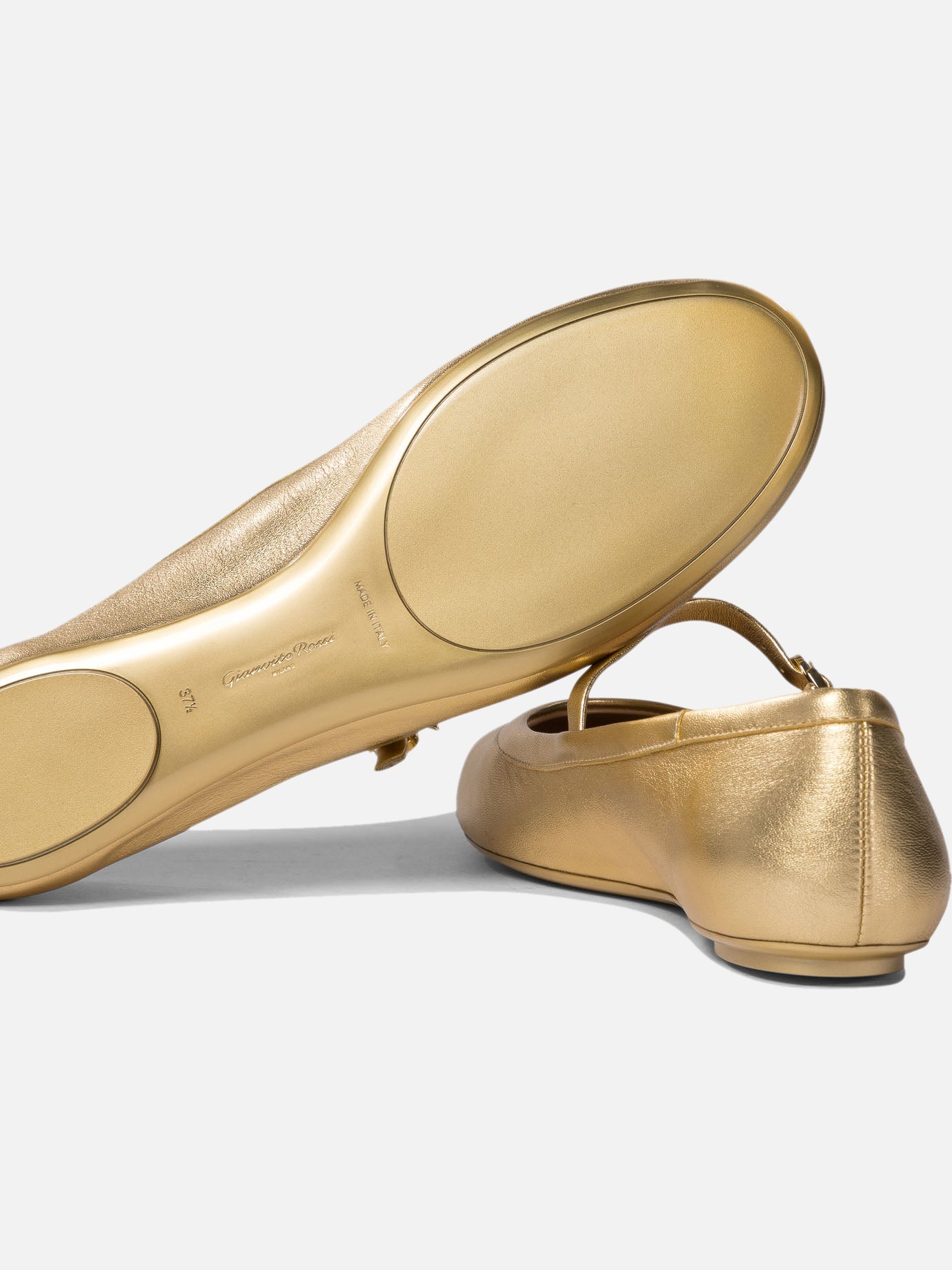 Mary Jane ballet flats 100% calf leather - 100% rubber  Gold - Gianvito Rossi Women | PDP | VIETTI Online Store | thumbnail_5