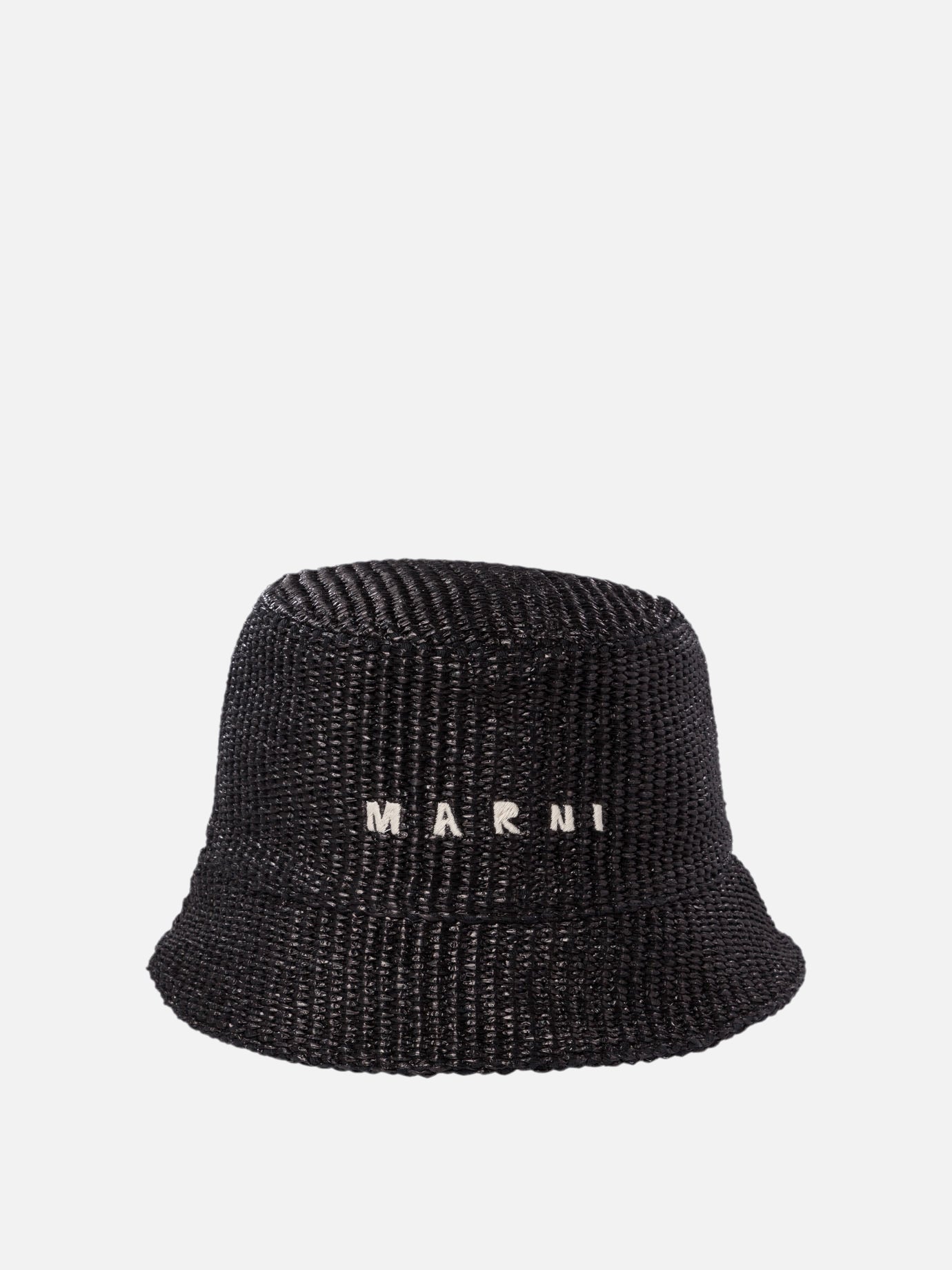Marni Raffia bucket hat with logo embroidery 19610999_M Black thumbnail_1