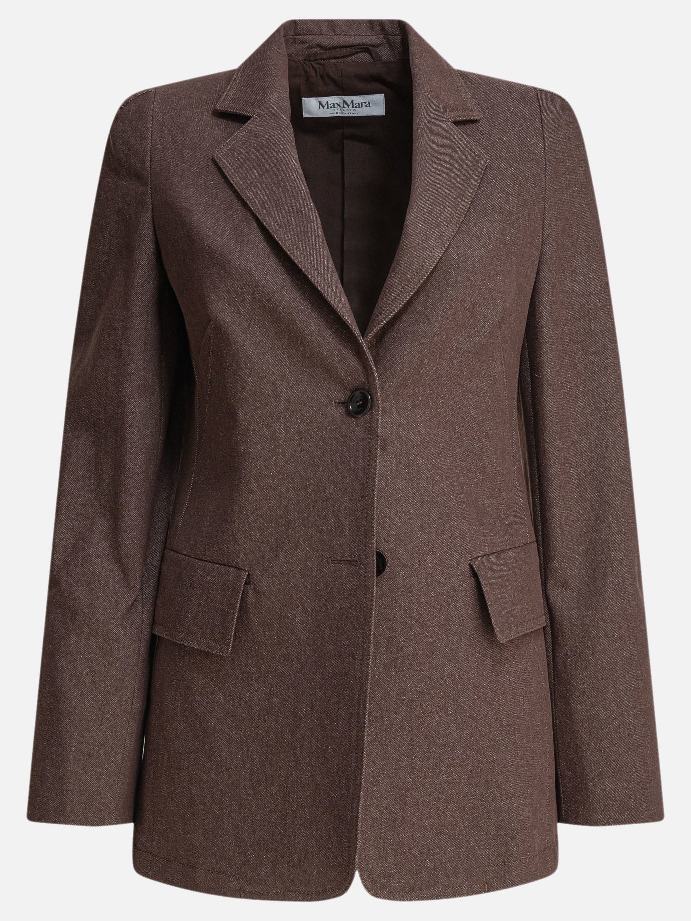 Max Mara Denim-effect cotton blazer Brown