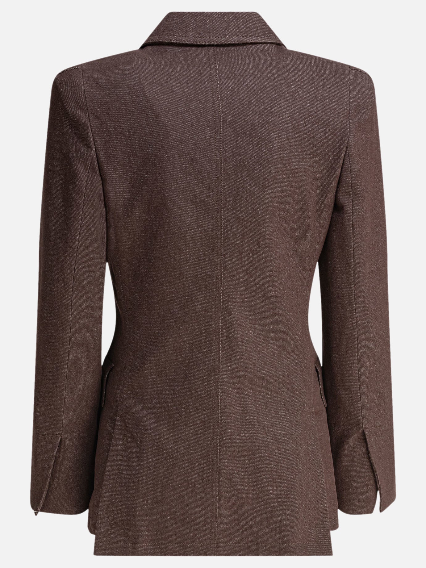 Max Mara Denim-effect cotton blazer 14297984_38 Brown thumbnail_2