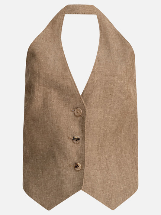 Max Mara Linen botavia vest 14135374_38 Beige 1